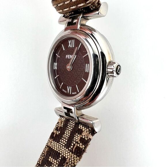 Vintage FENDI Orologi 2700L Brown Silver Circle Quartz  Ladies Watch - Picture 4 of 12